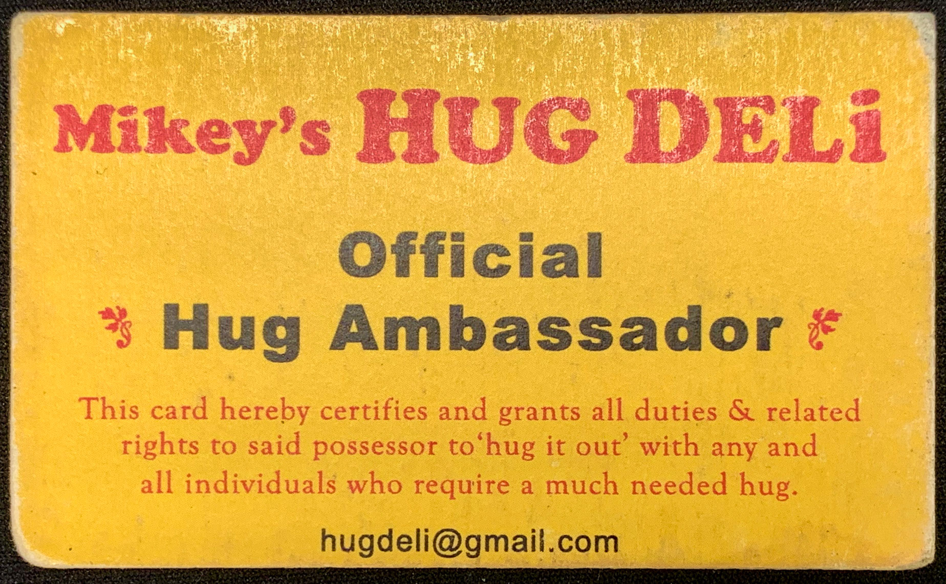 2009 - Designated as Official Hug Ambassador